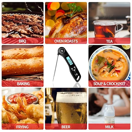 DOQAUS Meat Thermometer Digital – Instant Read Food Thermometer for Cooking | Backlight & Auto-Rotating Display, Kitchen Gadgets Essentials for BBQ Oven Grill Smoker Candy Gift for Dad Men