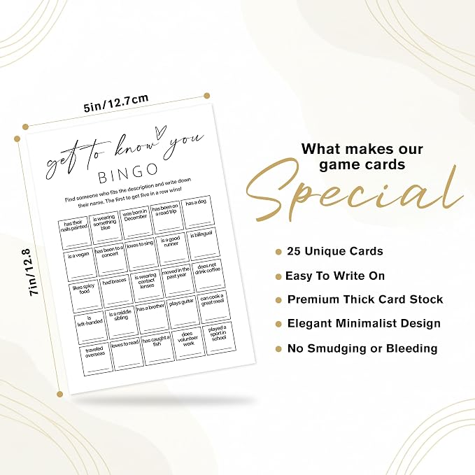 Office Bingo Cards, 25 Unique Randomized 5x7 Sheets, Get to Know You Bingo Game for Adults, Ice Breaker Office Party Games, Team Building Games for Work, High Replay Value - B005
