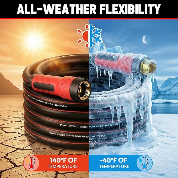 Short Garden Hose 6ft x 5/8", NON-EXPANDABLE Heavy Duty Premium Flexible Short Water Hose, No Kink, Leakproof, Lightweight Hybrid Hose with Male to Female Fittings for Household&Backyard