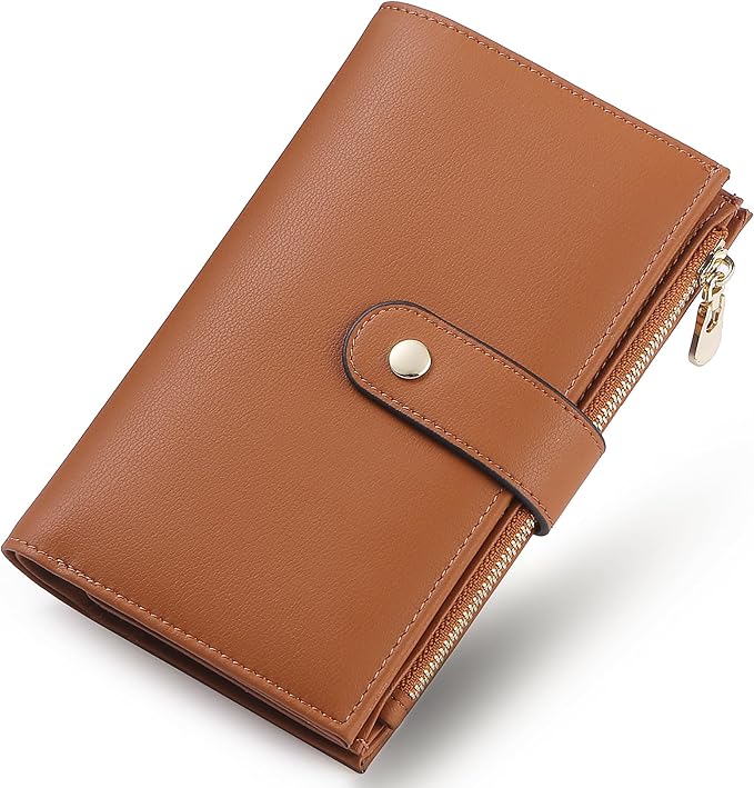 Wallet Women RFID Blocking Multi Cards Wallet Credit Card Holder for Women Large Capacity Lady Leather Trifold Travel Wallet with Passport/Pen Holder