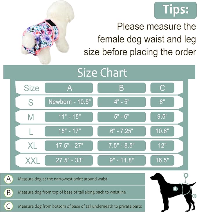 Female Dog Diapers - Reusable Diapers for Doggie in Heat - Highly Absorbent for Pet Incontinence with Snaps (Pack of 3) Rose, XL