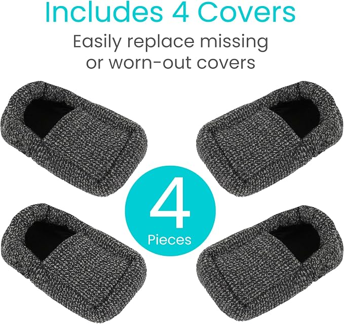 Vive Walker Ski Glide Covers 4 PCS - Accessories for Folding Walkers | Heavy Duty Removable Padded Replacement Caps for Seniors - Precut Padding, Rollator Tennis Ball, Feet Sliders for Indoor