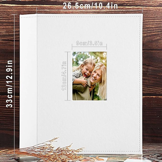 Ywlake Photo Album 4x6 400 Pockets, Leather Photo Albums Holds 400 Vertical Pictures Only White
