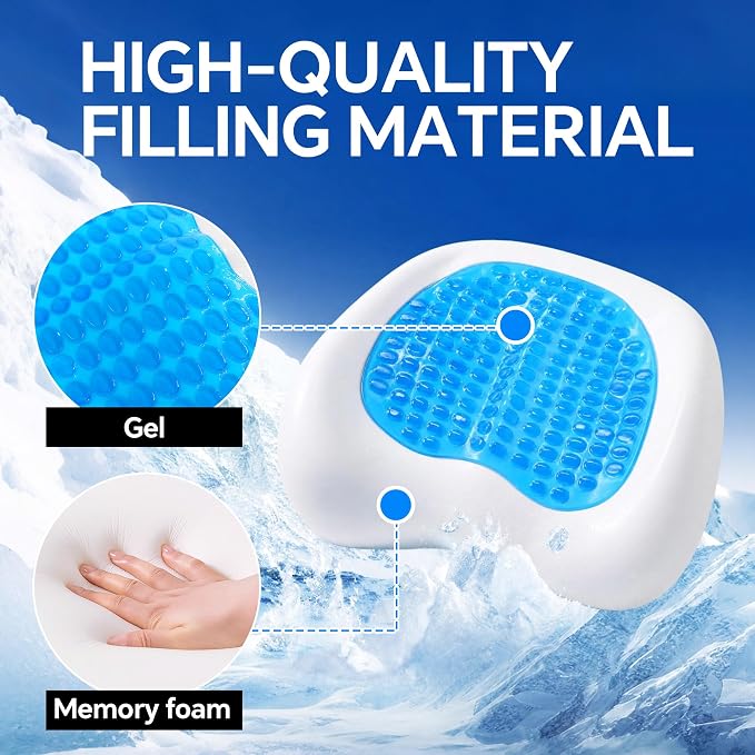 ROYALAY Ergonomic Recliner Lumbar Support Pillow for Elderly, Gel Memory Foam Back Support Cushion with Cooling Washable Cover, Lumbar Pillow for Lower Back Pain Relief Office Chair