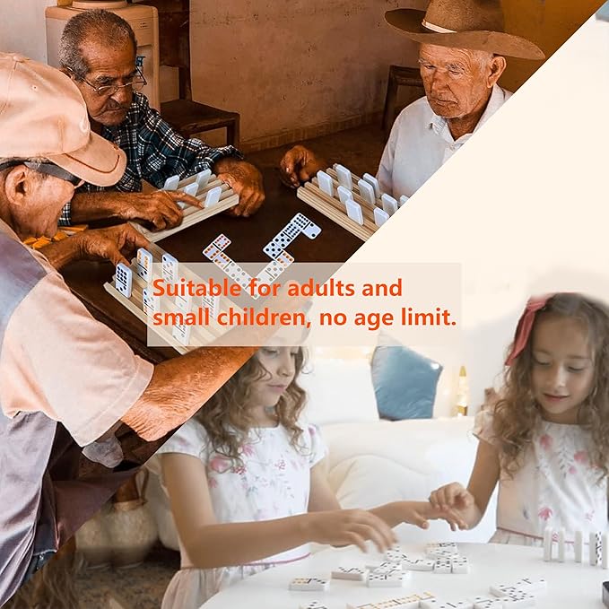 Smilejoy Dominoes Set for Adults, Domino Set for Classic Board Games, Double 6 Domino Game Set 28 Pieces with Natural Wood Case (2 Players)