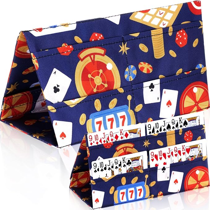 Eersida 2 Pack Bingo Card Holder for Pull Tabs Playing Card Holder Bingo Accessories Canasta Poker Bridge Family Game Night Supplies for Adults (Cute Style)