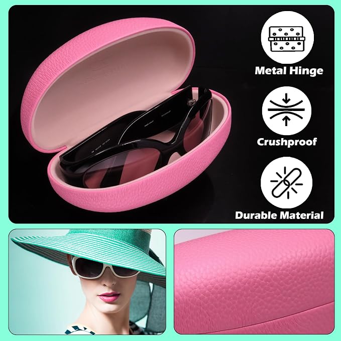 MyEyeglassCase® Large Hard Sunglasses Case | fits Large curved Sunglasses, with microfiber bag and cleaning cloth