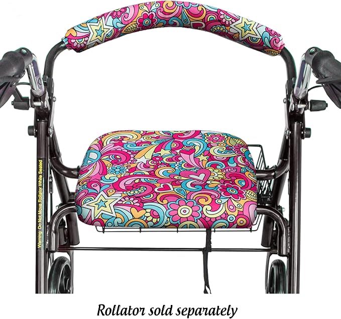 Top Glides Universal Rollator Walker Seat and Backrest Covers (Peace)