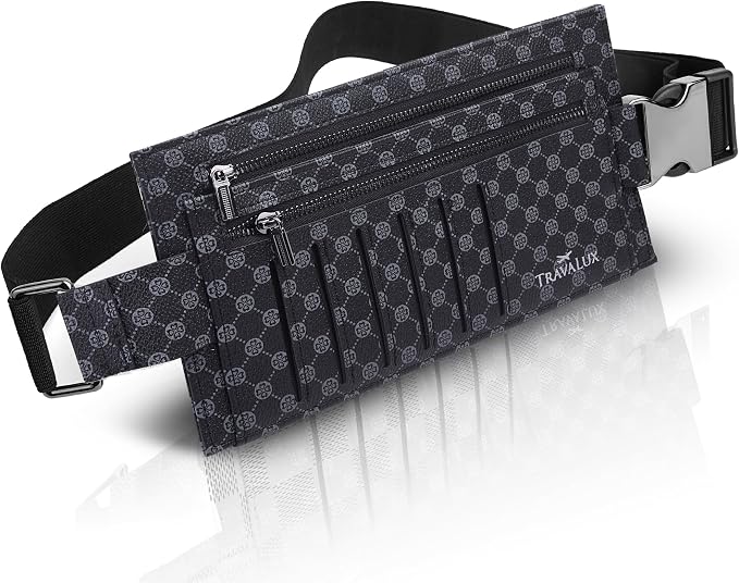 Luxury Travel Wallet – Hidden Money Belt, RFID-Blocking, Anti-Theft Passport Holder for Men & Women (Black Crest)