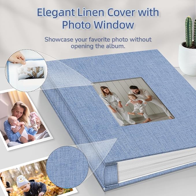 popotop Photo Album 4x6-600 Photos Photo Books with 600 Horizontal and Vertical Pockets,Linen Cover Albums for Family Wedding Anniversary Baby Vacation Pictures