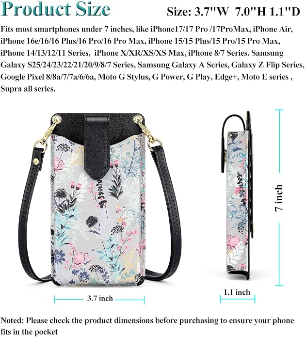Peacocktion Small Crossbody Cell Phone Purse for Women, Lightweight Mini Small Crossbody Bags for Women with Card Slots