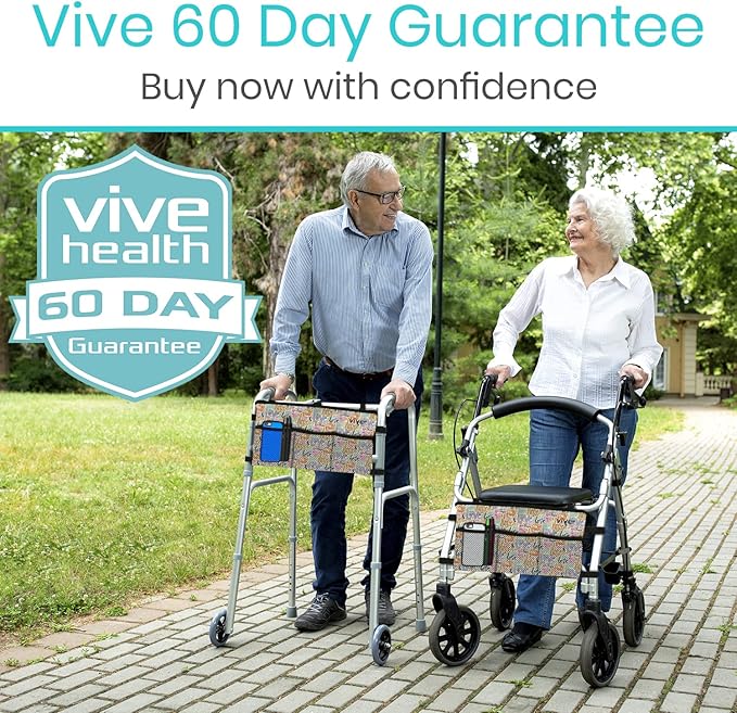 Vive Walker Bag - Accessories Wheelchair Basket Pouch (Water Resistant) - Seniors Caddy Accessory Attachment for Folding, Rolling Walkers - Carry Storage Carrier Tote - Lightweight, Universal Size