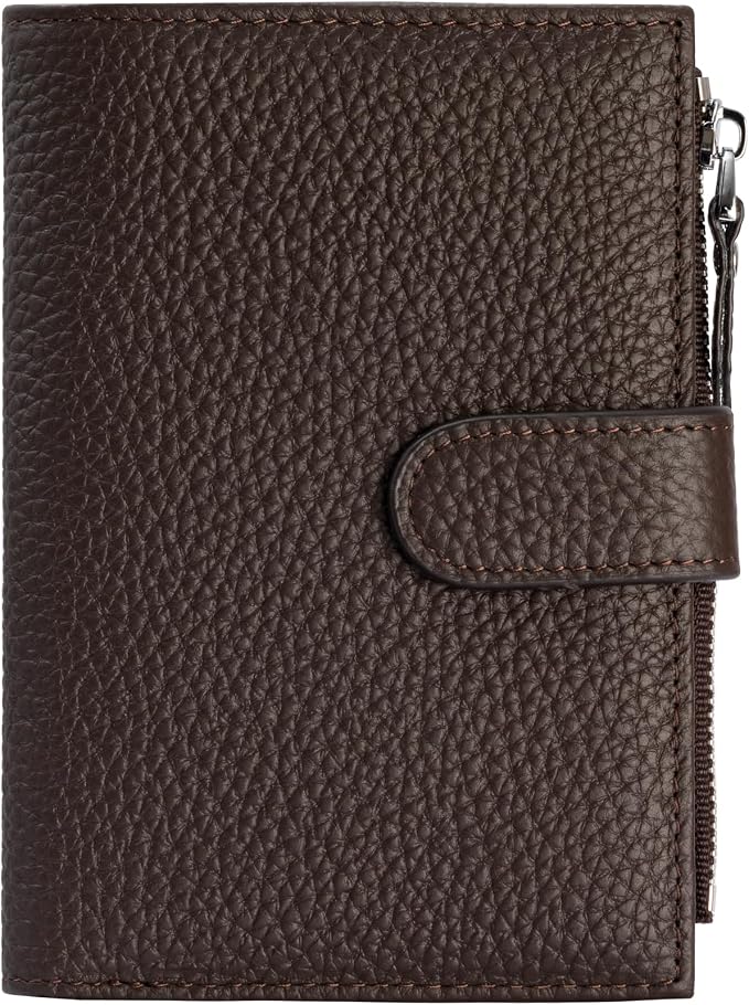 Passport wallet and Card Slot Combo RFID Blocking Leather Travel Passport Wallet for Men and Women with Zippered Coins Pocket Passport holder, Dark Brown