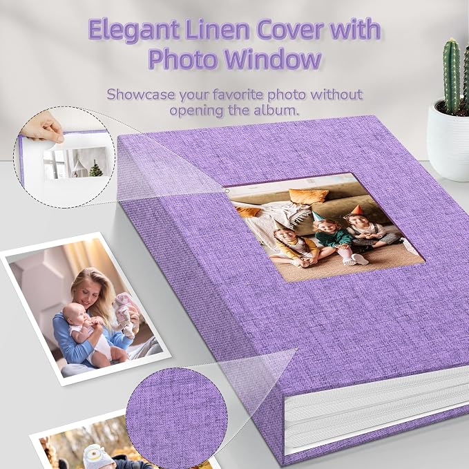 popotop Photo Album 4x6-300 Photos Linen Cover Photo Books with 300 Horizontal Pockets,Slip-in Picture Albums for Family Wedding Anniversary Baby Vacation Pictures