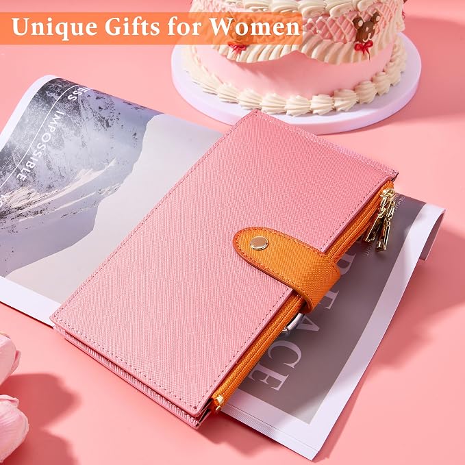 Travelambo RFID Wallet Women Bifold Multi Card Wallet Case with Zipper Pocke Credit Card Holder for Women