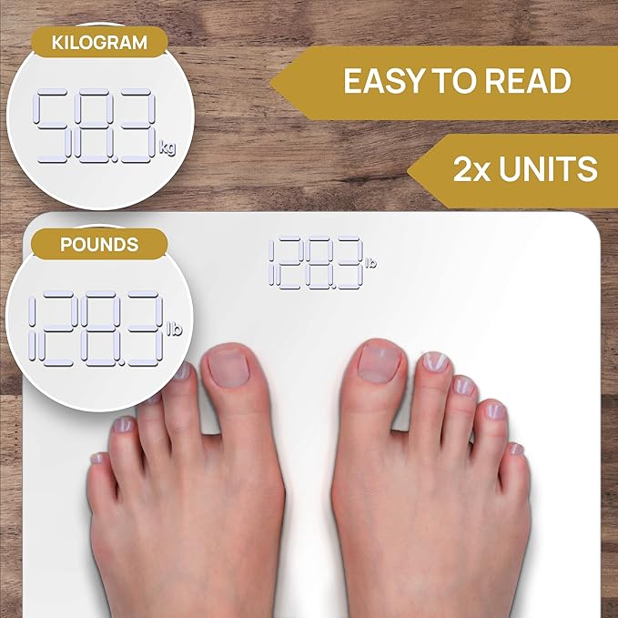 INEVIFIT Premium Bathroom Scale, Highly Accurate Digital Bathroom Body Scale, Measures Weight up to 400 lbs. Includes Batteries