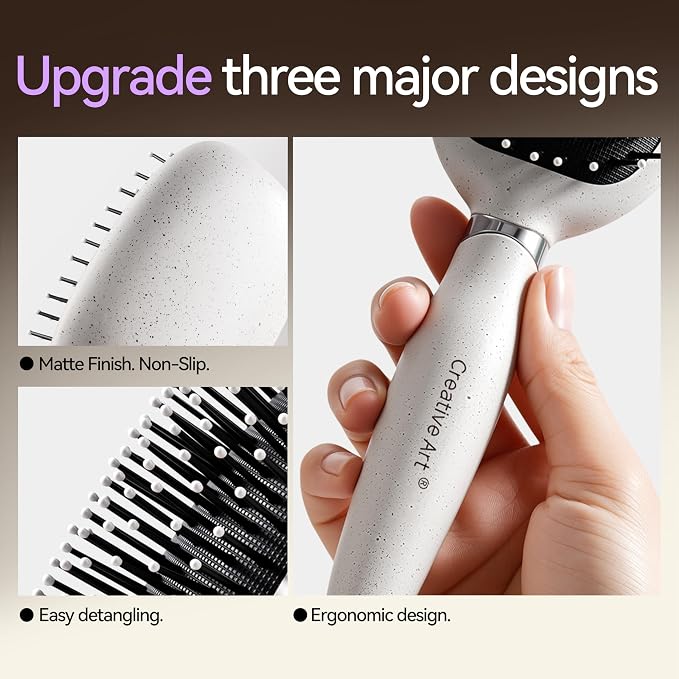 Hair Brush for Men, Detangling & Styling Hairbrush with Flex Cushion Base | Ball-Tipped Bristles, For Wet/Dry Use, Scalp Massage Function, Detangler Brushes for Fine/Thin/Thick Hair, White