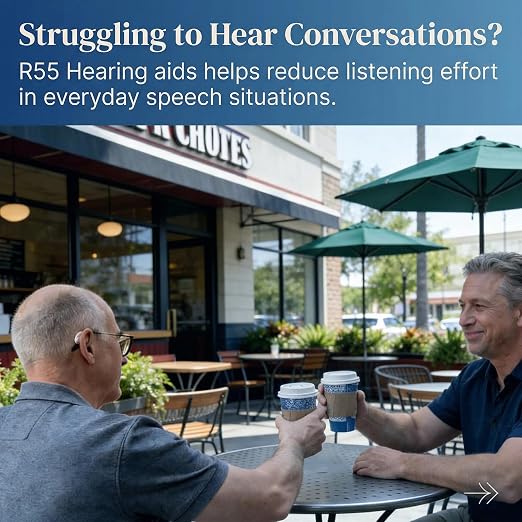 OTC Hearing Aids for Seniors & Adults, Rechargeable Hearing Aid with AI Voice Enhancement, Noise Reduction & Feedback Control, Easy to Use for Clear Conversations, TV & Outdoor Listening