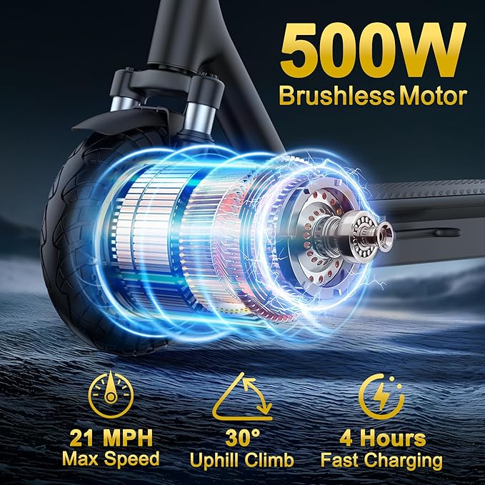 Electric Scooter, 10"/8.5" Solid Tire, 500W/350W Powerful Motor & 19/22 MPH Top Speed, 28/25/22/16 Miles Long Range, Folding E Scooter with Dual Braking for Teens and Adults