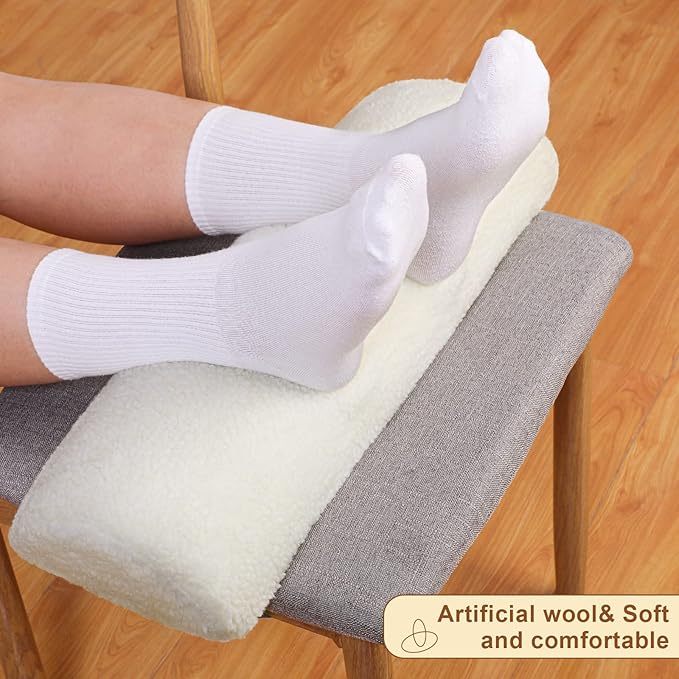 Sintuff Recliner Leg Rest Cushion Sofa Footrest Pillow with Cover Half Moon Bolster Pillow Under Knee Pillow for Sleeping On Back Alleviating Pain, 19.7 x 8 x 3.5 Inch (Beige)