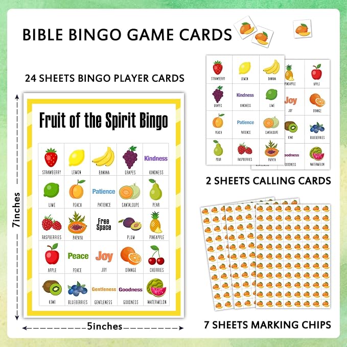 Fruit Bingo Game Cards 24 Players Birthday Bingo Game for Adults Family Vacation, Outdoor Indoor Activities Card Games Gifts for Fruit Food Party Summer Party/05