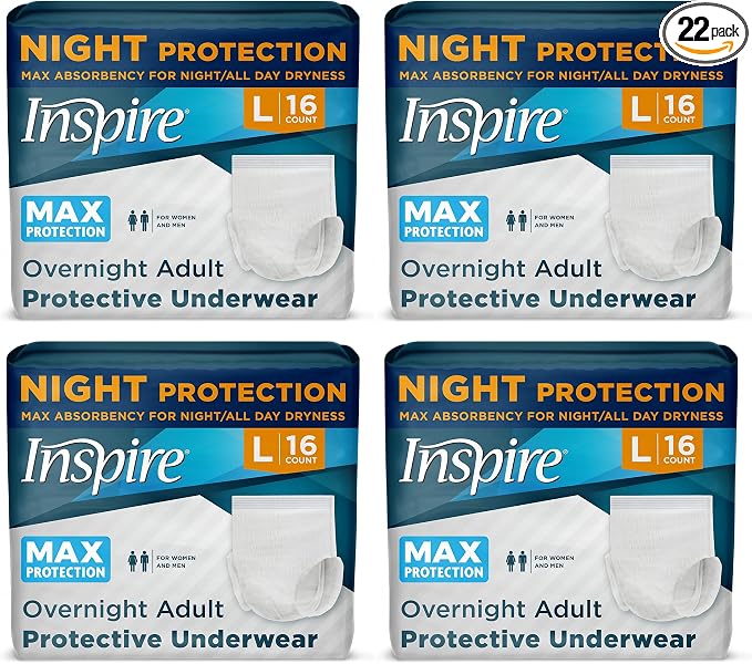 Inspire Adult Diapers Women or Men - MAX Absorbency | Our Most Absorbent and Dry, Incontinence Underwear for Women or Men | Leak Proof Diaper Overnight or Daytime for Heavy