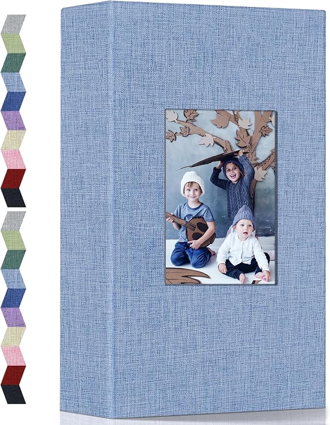 Popotop Photo Album 4x6-300 Photos Linen Cover Photo Books with 300 Horizontal Pockets,Slip-in Picture Albums for Family Wedding Anniversary Baby Vacation Pictures
