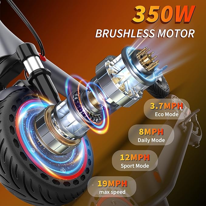 Electric Scooter for Adults- 8.5"/10''/14'' Tires, Up to 19/22MPH by 350W/500W Motor, Max 12/21/23/27/62Miles Long-Range Foldable Commuting Adults Scooter with Double Braking System and App