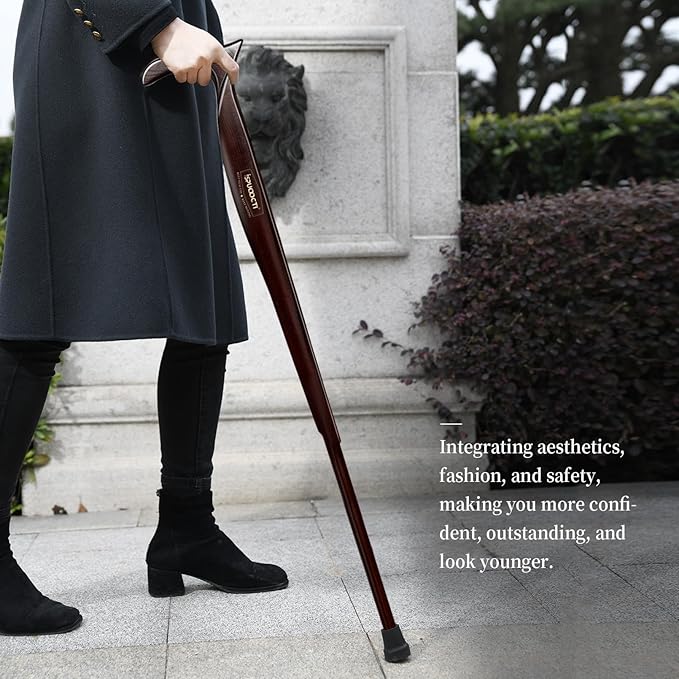 Wooden Walking Cane for Men and Women -Natural Solid Wood, 3 Rubber Tips, Heavy Duty, with Travel Bag- Wooden Walking Stick, Ergonomic Canes for Seniors Unisex Walking Canes