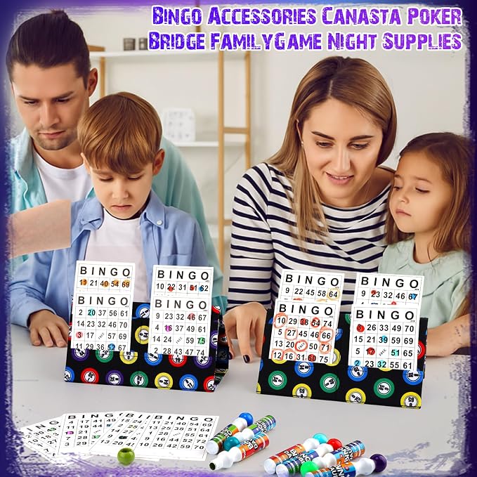 Eersida 2 Pack Bingo Card Holder for Pull Tabs Playing Card Holder Bingo Accessories Canasta Poker Bridge Family Game Night Supplies for Adults (Classic Style)