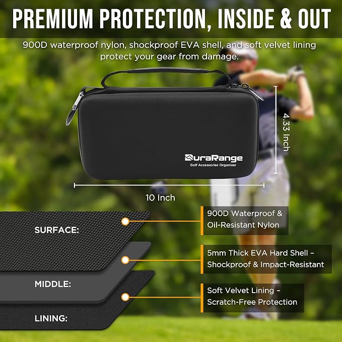 DURARANGE Golf Accessories Organizer Case with Glove Shaper | Organizes gloves, balls, tees, markers and divot tools with elastic loops, mesh pockets and a removable glove shaper.