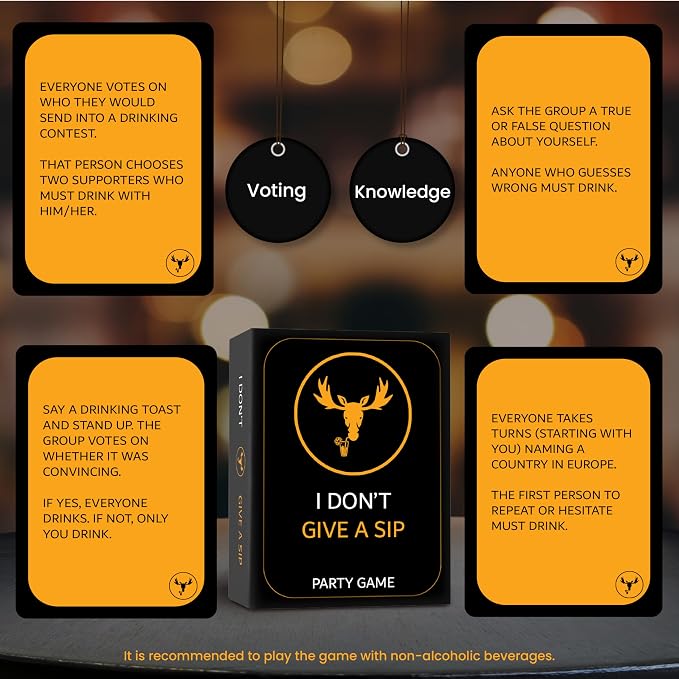 I DON'T GIVE A SIP... Fun Drinking Game for Adults | Hilarious Drinking Cards that Will Get You Drunk or Make You Do Funny Things | Adult Party Games for Game Nights and Epic Bachelor Parties