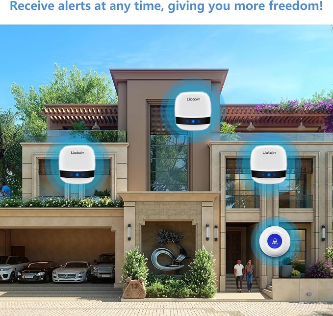 Caregiver Pager Wireless SOS Call Button Nurse Alarm System Home/Elderly/Patient/Disabled/School Call Bell 5 Transmitter 5 Plug-in Receiver (600+ft Operating Range)…