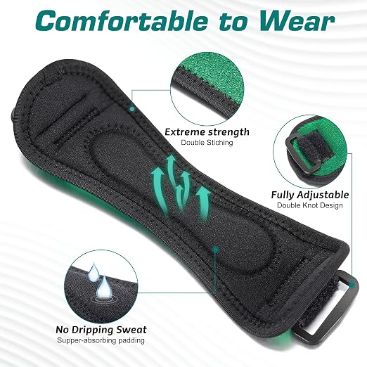 IPOW Embroidery Patellar Tendon Support Strap 2 Pack, Knee Pain Relief & Patella Stabilizer Knee Strap, knee Support for Women and Men, Knee Braces for Running, Working Out, Weightlifting,Green