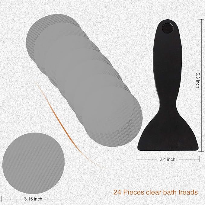 36PCS Bathtub Stickers Non-Slip, Safety Shower Treads Adhesive Appliques with Premium Scraper (Grey)