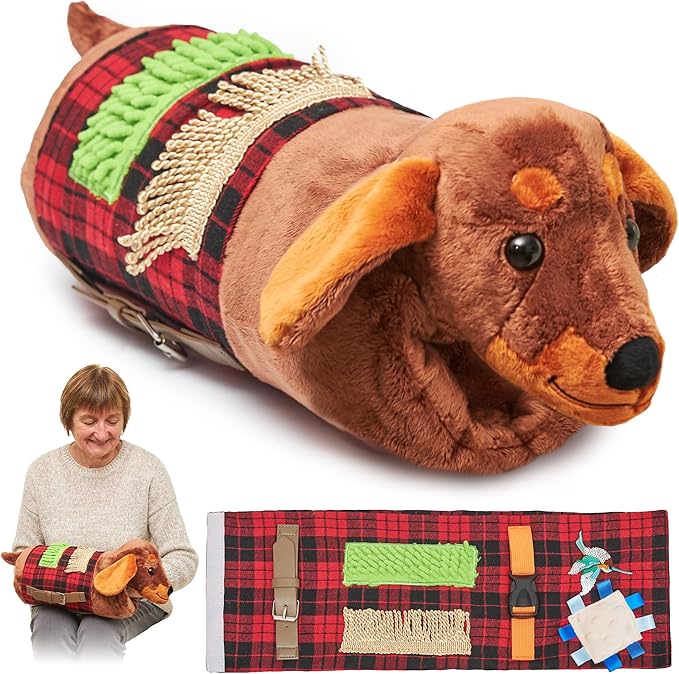 Fidget Muff and Blanket for Elderly | Fidget Blanket for Dementia | Sensory Blanket & Toy | Dementia Products for Elderly | Activities for Alzheimer's or Dementia | ODOXIA Fidget muff Brown