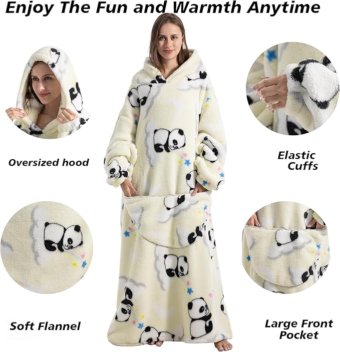 Blanket Hoodie, Long Hooded Blanket Sweatshirt as Birthday Gifts for Women Men, Long Wearable Blanket for Women Men.