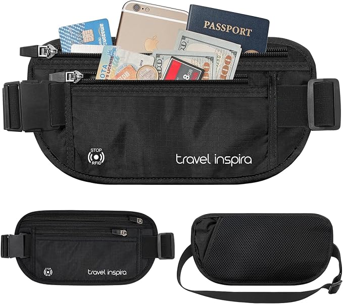 Travel Inspira RFID Hidden Money Belt | Anti-Theft, Passport Holder Bag