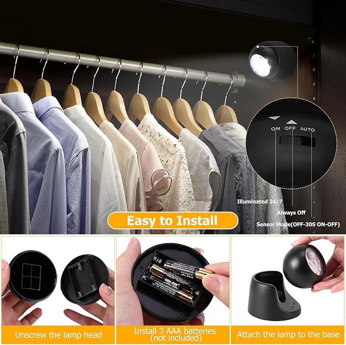 Motion Sensor Outdoor Lights - Outdoor Motion Sensor Light Battery Operated Wireless Spotlight Motion Detector Security Light Auto On Off for Porch Stair Hallway Garage Wall Shed (1 Pack)