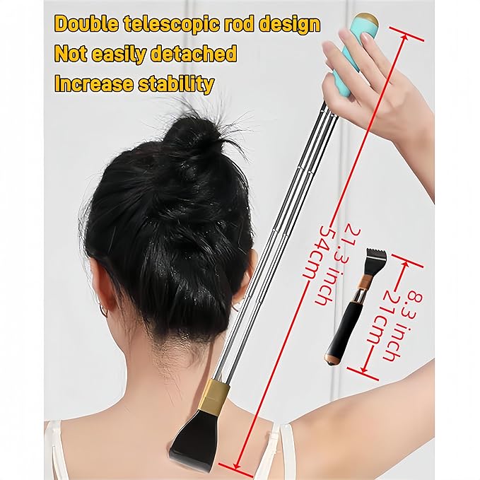 Portable Extendable Double-Pole Back Scratcher（8.3-21.3in），Hand Massager for Scratching Itches, Strong and Sturdy,Good Practical and Novel Gifts for Friends and Family. (Blue, 2 Pack)