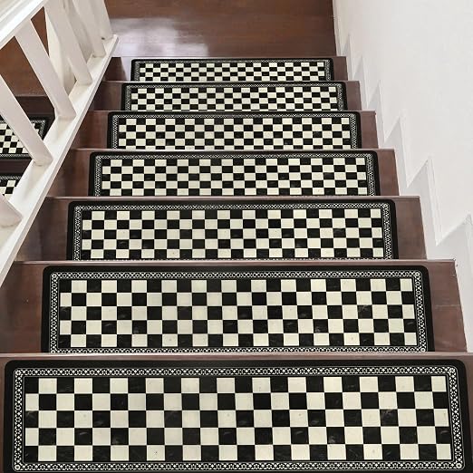 Non Slip Carpet Stair Treads for Wooden Steps Indoor, 4 Pack Stair Runners Covers Staircase Step Rugs Stair Mats for Kids Elders and Dog
