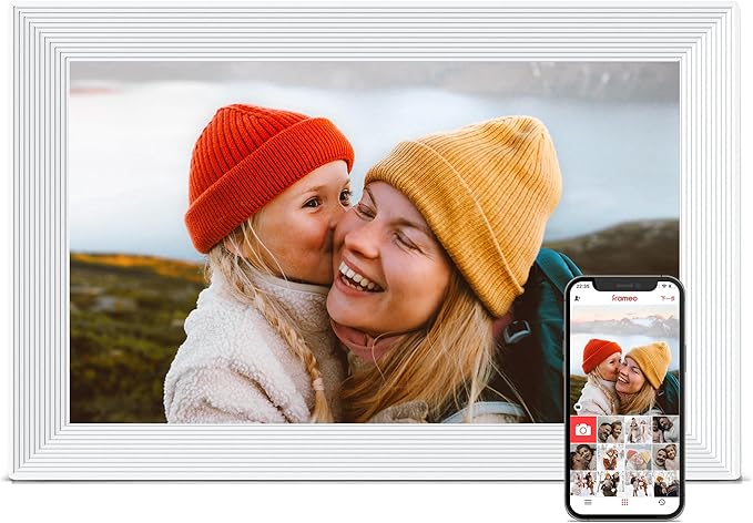Frameo 10.1'' Digital Picture Frame WiFi, 1280 * 800 IPS HD Touchscreen, 32GB Storage, Instant Share Pictures Video, Smart Photo Frame Electronic, Gifts for Mom, House Warming