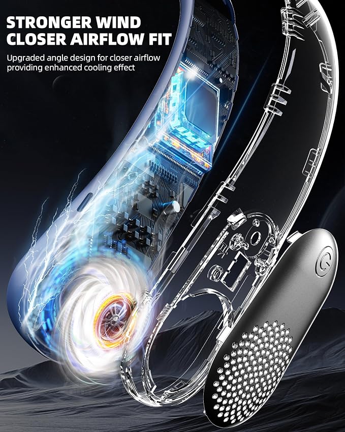 Neck Fan, LED Display USB Rechargeable Portable Fan,360° Cooling Bladeless Personal Fan, 4000 mAh 3 Speeds Adjustable Wearable Fan for Women,Travel, Gift, Home, Office, Men