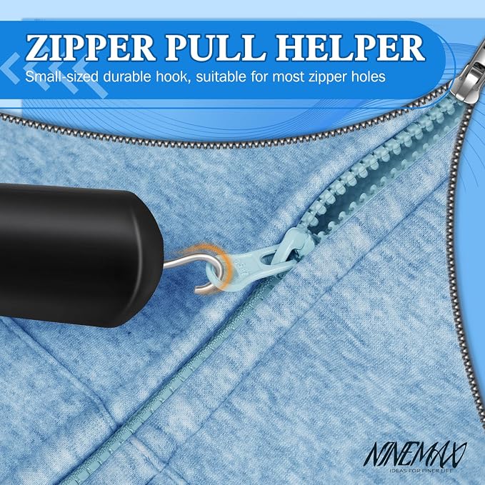 NINEMAX Button Hook Assist Tool with Zipper Pull for Seniors, One Hand Button Fastener Puller Helper for Shirt Wedding Dress, Dressing Aid for Elderly, Arthritis, Parkinson's (1 Pack)