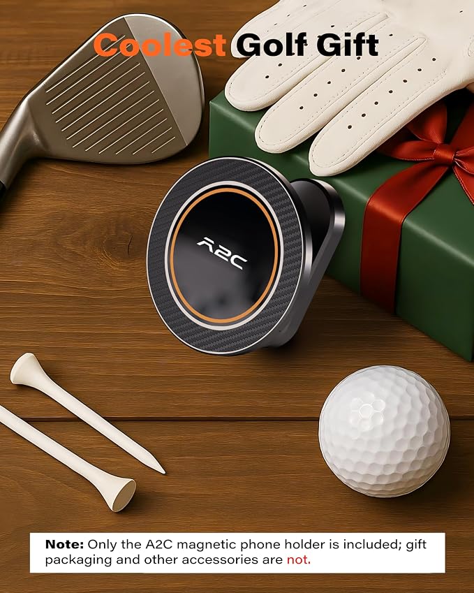 A2C Alloy Magnetic Golf Cart Phone Holder, Unique Golf Accessories for Men | Golf Gift for Men Dad Father Husband Women Golfers, Golf Accessories Essentials Gadgets Gear Stuff Fits EZGO Club Car Yamaha