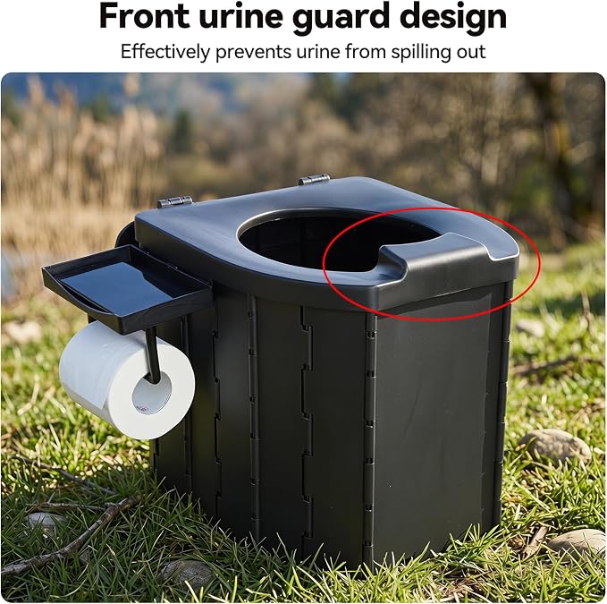 Portable Folding Camping Toilet, Compact Collapsible Outdoor Commode Potty
