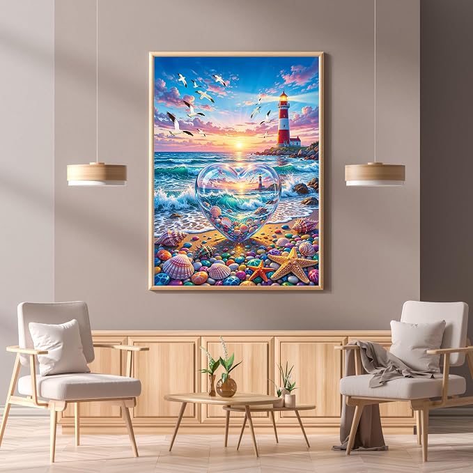 Love Pebbles Beach Puzzles for Adults 1000 Pieces | 1:1 HD Poster,Letter Markings on Back,Matte Oil,High Bite Force