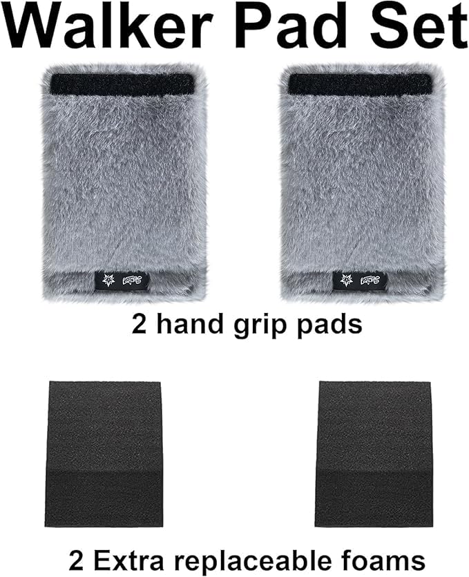 SPRING SEAON Walker Hand Pads Fluffy Walker Handle Cushions Non-Slip Universal Walker Grips Padded Hand Covers Soft Pads for Walkers for Seniors Walker Pads for Handles Folding Rolling Wheelchair, Rollator Handle, Elderly Grippers 2 Pack