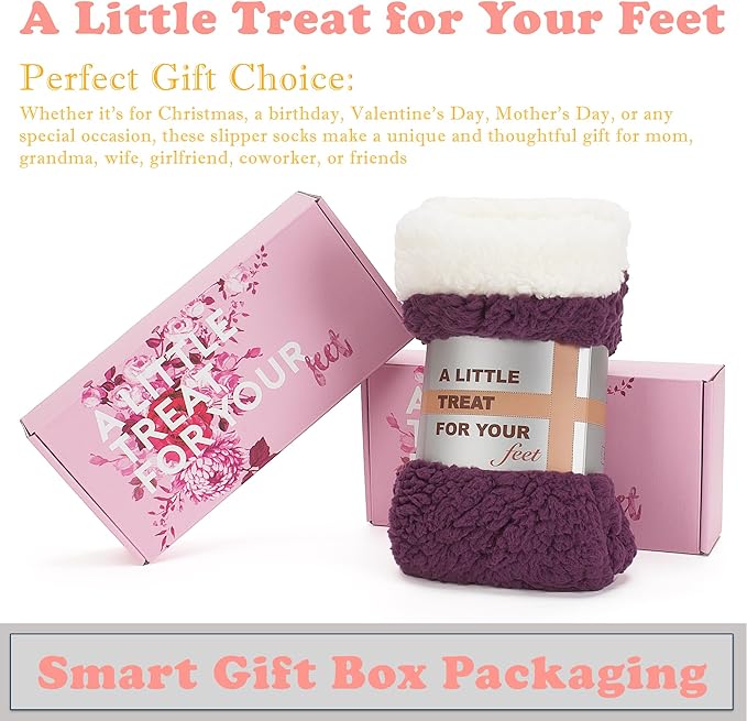 cosyone1997 Women's Fuzzy Slipper Socks with Non-slip Grippers, Cozy & Unique Gifts