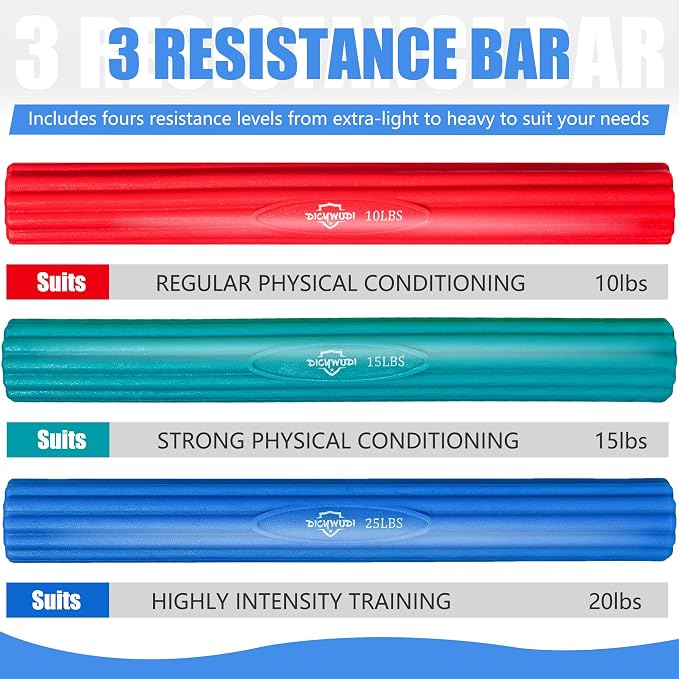 DICYWUDI Flex Therapy Bar and Grip Strength Trainers set, Physical Therapy & Resistance Bar for Golfers Elbow, Tendinitis, Wrist,Forearms Pain, Improve Grip Strength and Relieve Pain